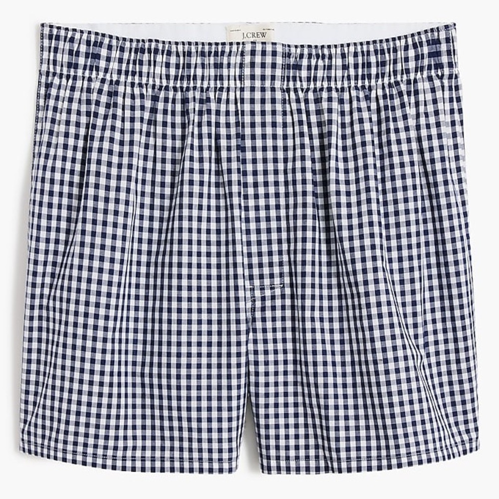 J. Crew Woven boxers short in Navy White Gingham size M NWT